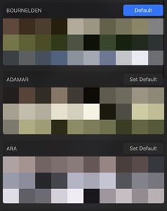 an iphone screen showing the different shades of grays and browns in each color scheme