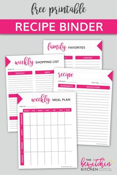 the free printable recipe bind is perfect for any meal planner