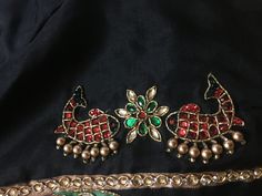 Work Blouse Hand Designs, Blouse Painting, Blouse Maggam Work, Saree Painting Designs, Maggam Work Blouse, Kundan Work, New Saree Blouse Designs, Birds Embroidery Designs