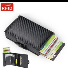 New Carbon Fiber Rfid Black Wallet. Keeps Thief From Scanning Your Wallet. Black Trifold Wallet With Rfid Blocking As Gift, Rfid Wallet Men, Credit Card Holder Wallet, Leather Card Wallet, Rfid Wallet, Card Sleeve, Photo Holders, Bank Card, Card Bag