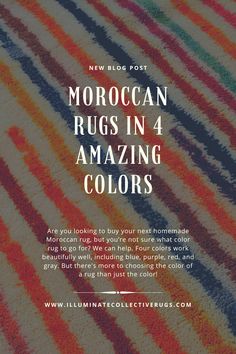 Are you in search of the perfect color for your next homemade Moroccan rug but feeling unsure? We're here to help! Discover the beauty of four colors that work beautifully well: blue, purple, red, and gray. However, there's more to consider than just the color itself. In this guide, we'll walk you through important factors to keep in mind when selecting the color of your rug.  #MoroccanRug #LivingRoomRugs #ColorSelection #HomeDecorInspiration Color Rug, News Blog