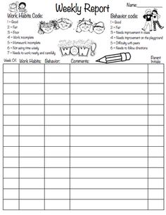 worksheet for the weekly report