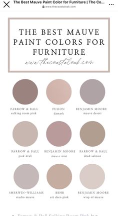 the best mauve paint colors for furniture and home decor, including beiges, browns