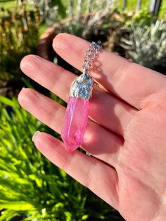 Pink Aura Quartz Pendant Necklace, Crystal Pendant, Crystal Necklace, Crystal Jewellery, Gemstone Jewellery, Unique Gift, Boho Style Pink Quartz Jewelry For Healing, Crystal Pendant Necklaces With Stones, Crystal Pendant Necklace With Stones, Spiritual Rose Quartz Gemstone Necklaces, Spiritual Crystal Necklaces With Stones As Gift, Spiritual Crystal Necklace With Stones As Gift, Crystal Pendant Necklace With Stones As Gift, Crystal Pendant Necklace With Stones For Gift, Bohemian Crystal Pendant Necklaces