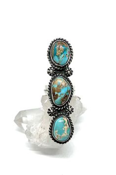 Native American Turquoise Ring, Linear Design, Native American Turquoise, Silver Eagles, Turquoise Stones, Turquoise Rings, Vintage Turquoise, Green Turquoise, Blue Turquoise