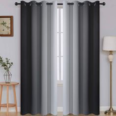 PRICES MAY VARY. 2 PANELS SET: Sold pair(set),each window panel measuring 52" wide x 96" length with 8 grommets. The unique design of silvery grommet (1.6 inch inner diameter) creates fashion for your house, which makes the curtains easy to install and slide. FASHION DESIGN: Two tone Gradient Color curtain panel add a beautiful, stylish style to your windows. The depth of color at the edge that gradually shallows at the center to a softer greyish white, added elegance to window treatments and ov Black And Grey Bedroom, Ombre Curtains, Curtains Room, Black Bedroom Decor, Black And White Living Room, Curtain Room, Curtains For Bedroom, Grey Curtains, Bedroom Black