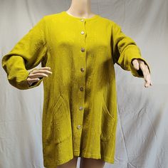 Cmc Women's Lime Green Sweater, Medium, Sleeved, With 2 Pockets. Sleeve Length Is 19 Inches, Armpit To Armpit Is 20 Inches And Overall Length Is 29 Inches. Oversized Yellow Tops With Pockets, Oversized Yellow Top With Pockets, Spring Yellow Tops With Pockets, Yellow Fall Tops With Pockets, Yellow Tops With Pockets For Fall, Fitted Yellow Outerwear For Summer, Fitted Yellow Summer Outerwear, Yellow Relaxed Fit Outerwear With Pockets, Oversized Mustard Top For Spring