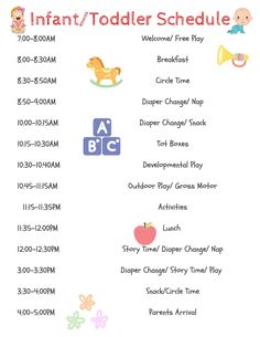 the infant and toddler schedule is shown