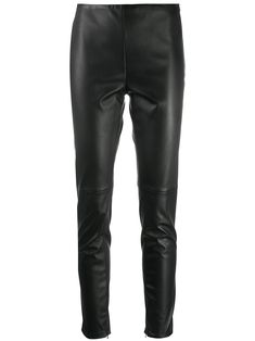 black lambskin panelled design skinny fit ankle zips concealed side zip fastening Jodhpur Pants, Ralph Lauren Leather, Americana Fashion, Ralph Lauren Sport, Ralph Lauren Collection, Ankle Leggings, Leather Trousers, Leather Leggings, Clothes Collection