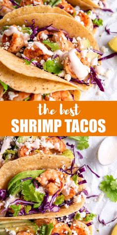 the best shrimp tacos with shredded cabbage and cilantro