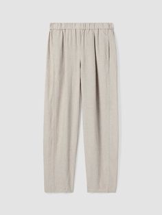 Organic Linen Lantern Pant | EILEEN FISHER Beige Tapered Leg Harem Pants For Work, Modern Relaxed Fit Tapered Leg Pants, Modern Tapered Leg Pants With Elastic Waistband, Modern Bottoms With Elastic Waistband And Tapered Leg, Beige Tapered Leg Bottoms For Daywear, Neutral Relaxed Fit Tapered Leg Bottoms, Neutral Relaxed Fit Bottoms With Tapered Leg, Neutral Tapered Leg Bottoms With Relaxed Fit, Modern Pants With Loosely Fitted Hips And Tapered Leg