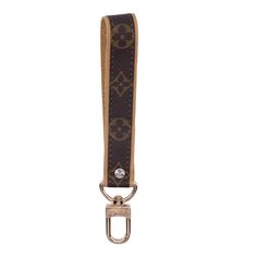 louis vuitton monogram key fob strap in brown leather with gold hardware