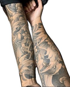 a person with tattoos on their arms and legs