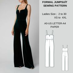 Fancy Chic Jumpsuit Sewing Pattern ,Our designs have been inspired by ready-to-wear garments,There are no pockets in our jumpsuit . Available as an instant download (pdf) sewing pattern bundle with a range of size options, including plus sizes  ⭐US Sizes: 2, 4, 6, 8, 10, 12, 14, 16, 18, 20,22,24,26,28,30 ⭐Standard Sizes: XS, S, M, L, XL, 2XL,3XL,4XL ⭐These patterns are suitable for A4, A0, and US Letter size papers. ⭐Once your payment is processed, you will automatically receive download links f Womens Jumpsuit Pattern, Sewing Pattern Jumpsuit, Spring Sewing Patterns, Dungaree Pattern, Jumpsuit Sewing Pattern, Jumpsuit Sewing, Overall Pattern, Jumpsuit Pattern Sewing, Chic Jumpsuit