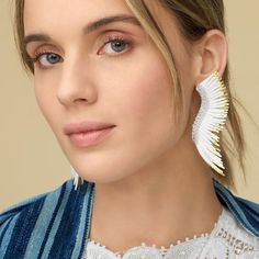 Luxury White Chandelier Earrings For Evening, Luxury White Chandelier Earrings, Luxury White Earrings For Evening, Luxury White Evening Earrings, White Glamorous Chandelier Earrings For Party, Glamorous White Jewelry, Elegant White Chandelier Earrings For Evening, Chic Beaded Evening Earrings, Glamorous White Beaded Jewelry