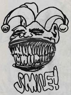 a drawing of a clown's face with the words clowns written on it