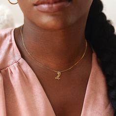 Understated and chic, the Nella Mini Initial Pendant lets you wear your initial or the initial of someone you love with a lowercase letter charm that can be worn on its own or layered with other pieces. Available in sterling silver, 18k gold plated or 18k rose gold plated silver Size: 1/4 to 1/2" (varies by letter) 16" cable chain with 2" extender Spring ring closure Made in the USA This is a lowercase only font, uppercase letters entered will be produced as lowercase This item is FINAL SALE and Dainty Initial Pendant Name Necklace With Charms, Dainty Rose Gold Initial Necklace With Charms, Elegant Tan Initial Necklace For Everyday Wear, Elegant Tan Initial Necklace, Elegant Tan Initial Necklace For Everyday, Rose Gold Initial Pendant Name Necklace, Personalized Initial Pendant Necklace, Rose Gold Initial Pendant Necklace With Delicate Chain, Everyday Rose Gold Initial Pendant Necklace