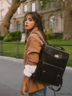 With a Blend of Modern and Traditional Style, the Vintage Laptop Backpack Looks Chic. It Has Two Adjustable Straps That Help in Easy Carrying & Can Be Used as a Shoulder Bag. Classic Backpack With Gold-tone Hardware For Travel, Classic Travel Backpack With Gold-tone Hardware, Elegant School Satchel Backpack, Classic Backpack With Flap For Daily Use, Classic Flap Backpack For Daily Use, Classic Backpack With Adjustable Strap, Classic Backpack With Gold-tone Hardware For Everyday Use, Classic Satchel Backpack With Gold-tone Hardware, Leather Work Backpack With Detachable Strap