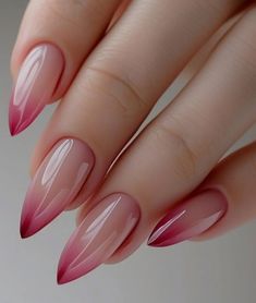 Blush Tip Nails, Fall Nails Ombre Color Trends, Soft Feminine Nails, Ombré Red Nails, Pink Pointy Nails, Chic Nails Elegant, Babycolor Nails, Ombré Pink Nails, Russian Manicure Design