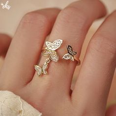 Butterfly Ring Adjustable Open Butterfly Ring For Promise, Adjustable Open Butterfly Promise Ring, Delicate Adjustable Butterfly Promise Ring, Spring Gold Jewelry With Butterfly Charm, Dainty Adjustable Butterfly Promise Ring, Adjustable Yellow Gold Butterfly Ring, Adjustable Gold Butterfly Ring, Elegant Adjustable Gold Butterfly Ring, Adjustable Elegant Rings With Butterfly Charm