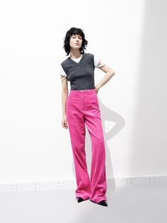 MO&Co. Women's Corduroy Straight Trousers Features : - High waist, wide leg straight fit- A seam detail along the front- Corduroy fabric, soft and comfortable Code: MBC1PAT018The back length of size M is 108cmMATERIALS & CARE Material: 100% CottonGentle machine wash below 30°CDo not bleach, hang to dry in the shadeTumble dry low, iron on low padDo not dry clean, do not soakWash with neutral detergentReverse mesh pocket, wash separatelyPlease select your own size in the size chart according to yo Spring Corduroy Wide Leg Pants, Spring Corduroy Straight Pants, Spring Straight Corduroy Pants, Pink Fitted Corduroy Bottoms, Corduroy Straight Pants For Work, Spring Corduroy Pants, Chic Full-length Corduroy Pants, Chic Full Length Corduroy Pants, Fitted Wide Leg Corduroy Pants