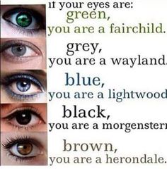 four different types of eyes with the words, if your eyes are green you are a fairy