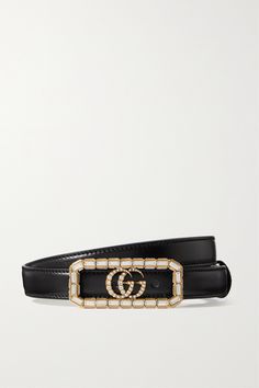 A statement belt can transform even the simplest outfit. Gucci's one is crafted from smooth black leather and has a sparkling 'GG' buckle embellished with crystals. Loop it through the waistband of your jeans or use it to cinch a blazer. Leather Waist Belt, Statement Belt, Gucci Belt, Gucci Accessories, Black Belt, Waist Belt, Net A Porter, Simple Outfits, Women Collection