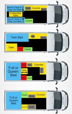 three cars are shown with different colored labels on the front and back sides, one is white