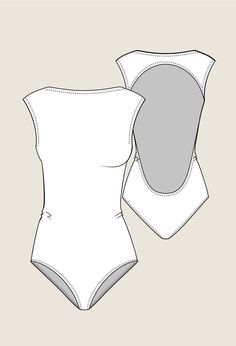 the front and back view of a women's bodysuit with one piece cut out