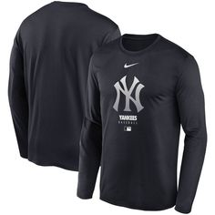 the new york yankees nike long sleeve t - shirt is shown in black with white lettering