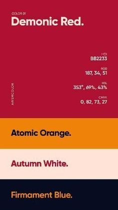 an orange, red, and black color scheme with the words atomic red on it