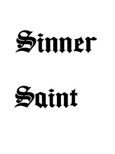 two different font styles that appear to be in black and white, with the word'sinn