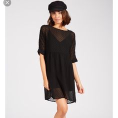 Sheer Dress With Slip. Falls Above Knee. Casual Sheer Midi-length Dresses, Chic Sheer Dresses For Day Out, Casual Black Sheer Dress, Sheer Mini Length Casual Dress, Casual Sheer Dresses For Party, Casual Sheer Dress For Fall, Casual Sheer Mini Dress, Casual Sheer Dress For Date Night, Casual Sheer Dress For Day Out