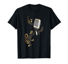 PRICES MAY VARY. Microphone T Shirt for women, men, boys and girls. Old Fashioned Retro Microphone. Tattoo Style with effects. I love music. Trendy old school mic. Great Gift for Music Lovers, Musicians and Singers. Gold Version. Microphone T-Shirt. The perfect design for Singer, Music Lovers, Karaoke Fans and Entertainer. I love music. Click on my brand name to see more designs. Design by Christine Krahl. Lightweight, Classic fit, Double-needle sleeve and bottom hem I Love Music, Gift For Music Lover, Tattoo Style, Music Notes, Karaoke, Branded T Shirts, Mens Tank Tops, Unisex Sweatshirt, Style Vintage