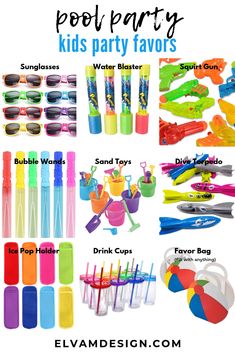 the ultimate pool party kids party favors and supplies for each child's birthday or other special occasion