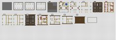 a cross stitch pattern for a kitchen with cabinets and cupboards