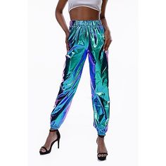 Gender:Women's; What's in the box:Pants; Types:Pants,Cargo Pants,Loose Pants; Holiday:Carnival,Masquerade; Style:Hip Pop,1980s,Shiny,Laser Holographic; Occasion:Pride Parade,Pride Month; Material:Polyester; Characters:Spicy Girls; Pattern:Solid Color; Production mode:External procurement; Hip:; Waist:; Length [Bottom]:; Theme:Carnival Costume Holographic Pants, Look Hip Hop, Metallic Trousers, Hip Hop Trousers, Harajuku Street, Hip Hop Pants, Hip Hop Party, Metallic Pants, Party Pants