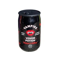 a can of vampire venom potion on a white background