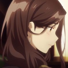 a girl with long hair and glasses looking at something in the distance while she's staring off into the distance