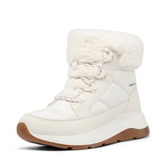 PRICES MAY VARY. Warmth & Comfort: These women’s snow boots are lined with thick faux fur to keep feet warm and protected during the cold-weather season. Water Resistant Upper: Wear these winter boots to keep your feet dry in the snow so you can tread easily whether you are heading to work or just taking a winter walk. Slip Resistant Sole: The outsoles of these snow boots have a textured pattern and are made of TPU and PU for greater traction on different terrains. Lace-Up Closure: Adjust the la White Snow Boots, Winter Elements, Comfortable Wedges, Waterproof Snow Boots, Winter Ankle Boots, Winter Walk, Comfortable Boots, Snow Boots Women, Winter Snow Boots