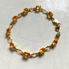 Genuine Citrine And Diamond 14k Gold Bracelet. Condition Is New, Only Worn Once. Ships Same Or Next Day. Citrine Bracelet, Citrine Jewelry, Yellow Gemstones, Citrine Crystal, Womens Jewelry Bracelets, Next Day, Colored Diamonds, Yellow White, Citrine