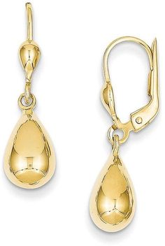 Zales Teardrop Earrings in 14K Gold Formal Single Teardrop Earring, Yellow Gold Drop Jewelry With Shiny Finish, Classic 14k Gold Drop Earrings, Anniversary Teardrop Earrings With Shiny Finish, Formal Fine Jewelry Teardrop Earrings, Classic 14k Gold Dangle Earrings, Single Drop Earring In 14k Gold, Classic Dangle Earrings With Lever Back, Classic Dangle Lever Back Earrings