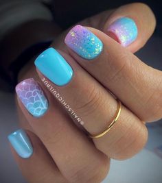 Cruise Nails, Beach Nail Designs, Nail Art Designs Summer, Her Nails, Mermaid Nails, Cute Gel Nails, Pink Nail, Beach Nails, Dipped Nails