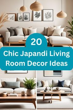 the top 20 chic japanese living room decor ideas in blue and white colors with text overlay that reads, 20 chic japan living room decor ideas