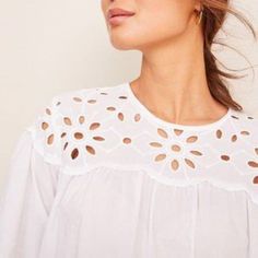 Ann Taylor Eyelet Yoke Top White Cotton Size M Brand New Yoke Top, Taylor White, White Cotton, Ann Taylor, White Tops, Brand New, Womens Tops, White, Floral