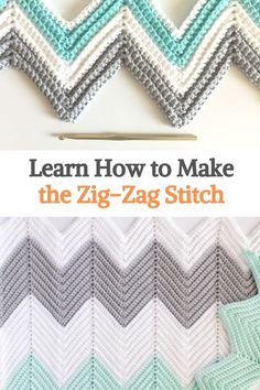 the zig - zag stitch pattern is shown with text overlay that reads learn how to make the zig - zag - zag stitch