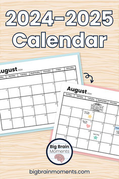 two calendars with the words august and august on them