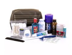 the contents of a travel bag are neatly packed and ready to be taken out for use