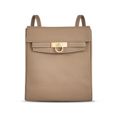 Unlocked Backpack in Taupe | Parisa Wang Luxury Leather Backpack With Top Handle For On-the-go, Classic Leather Backpack With Gold-tone Hardware, Classic Backpack With Gold-tone Hardware For Everyday Use, Modern Everyday Backpack With Gold-tone Hardware, Modern Backpack With Gold-tone Hardware, Chic Leather Formal Backpack, Classic Leather Backpack With Gold-tone Hardware For Daily Use, Luxury Leather Backpack For Office With Adjustable Strap, Modern Leather Backpack With Gold-tone Hardware