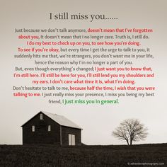 an image of a house and tree with the words i still miss you on it